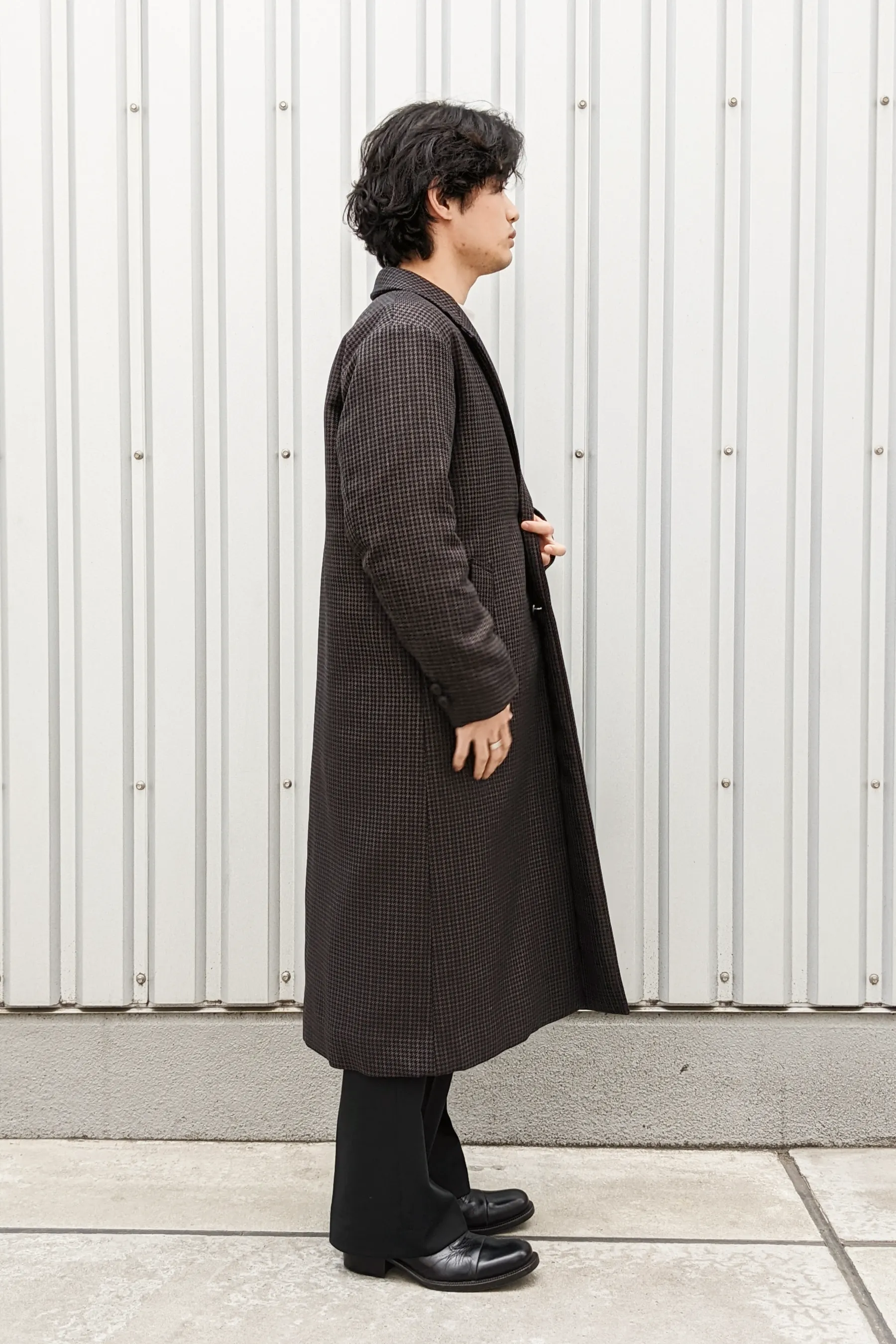 チェックチェスターコート (グリーン) -Unisex