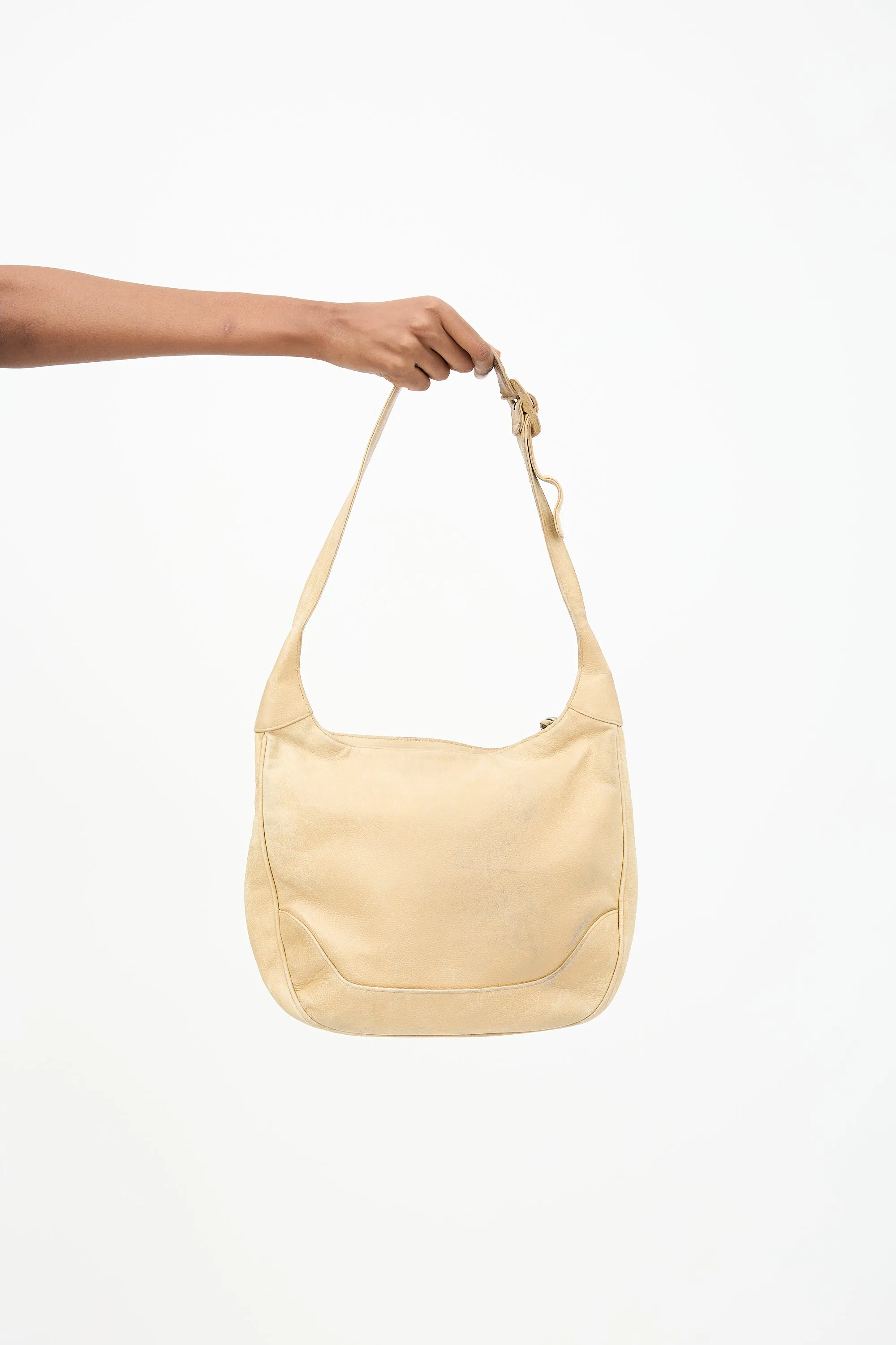 1990s Beige Caviar Timeless Shoulder Bag