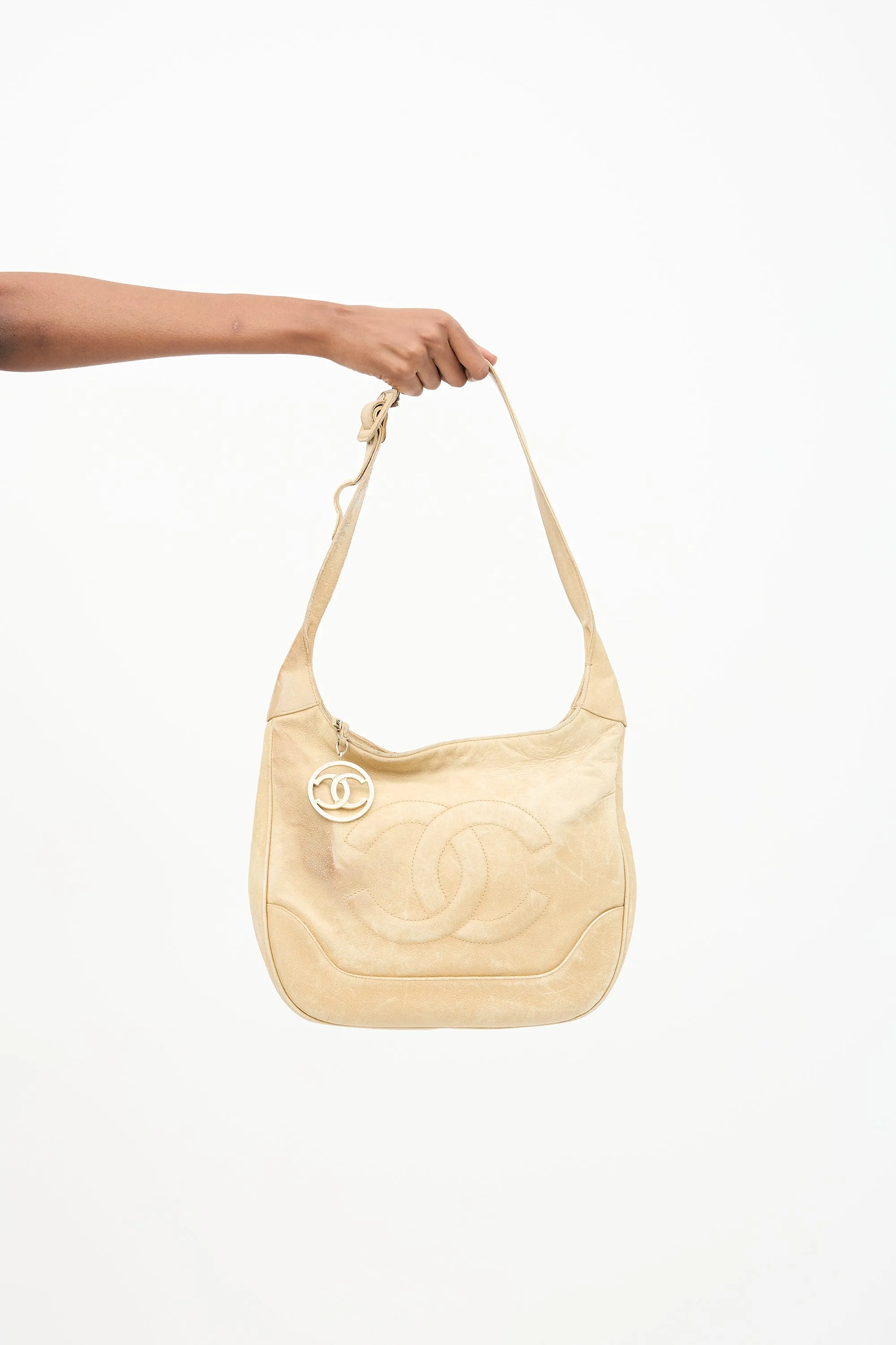 1990s Beige Caviar Timeless Shoulder Bag