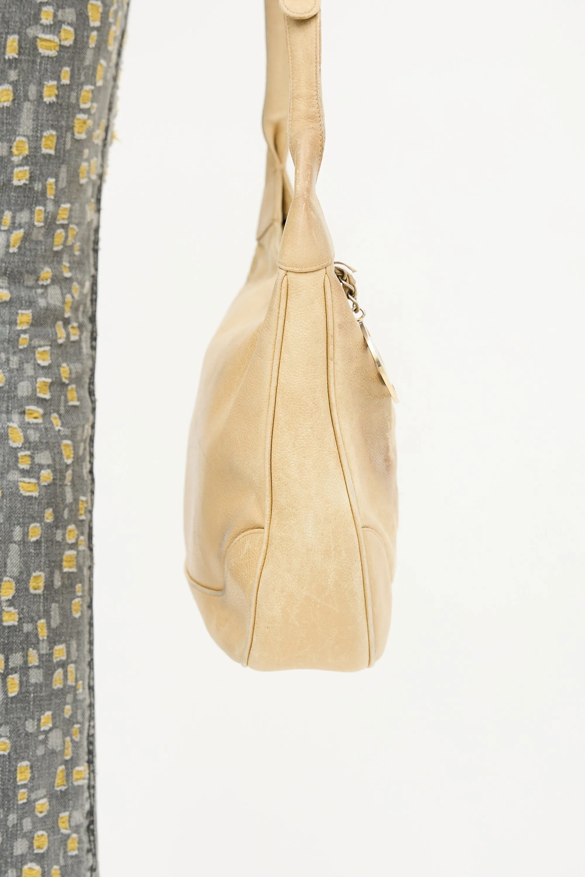 1990s Beige Caviar Timeless Shoulder Bag