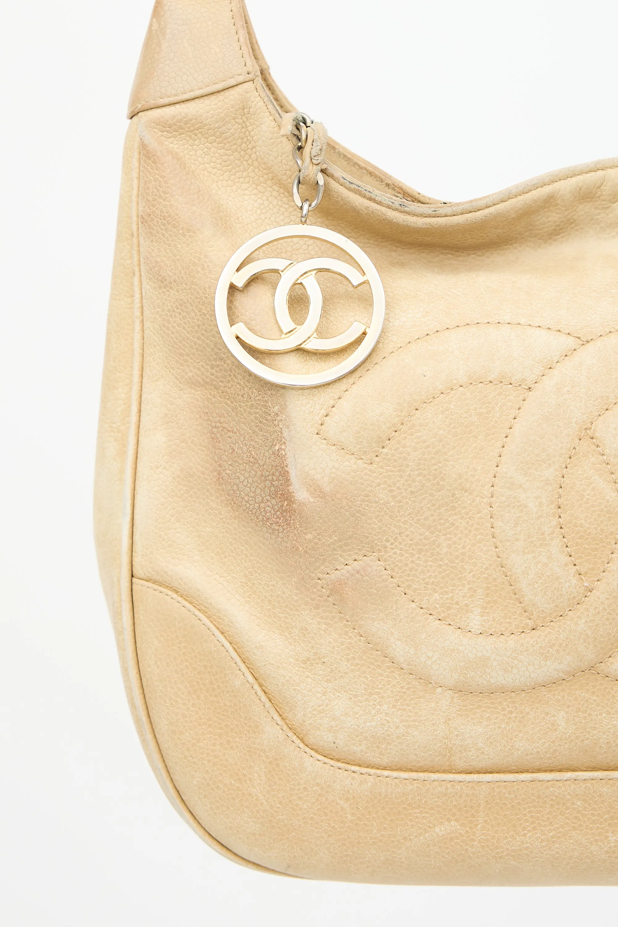 1990s Beige Caviar Timeless Shoulder Bag