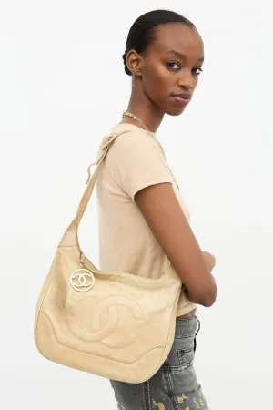 1990s Beige Caviar Timeless Shoulder Bag