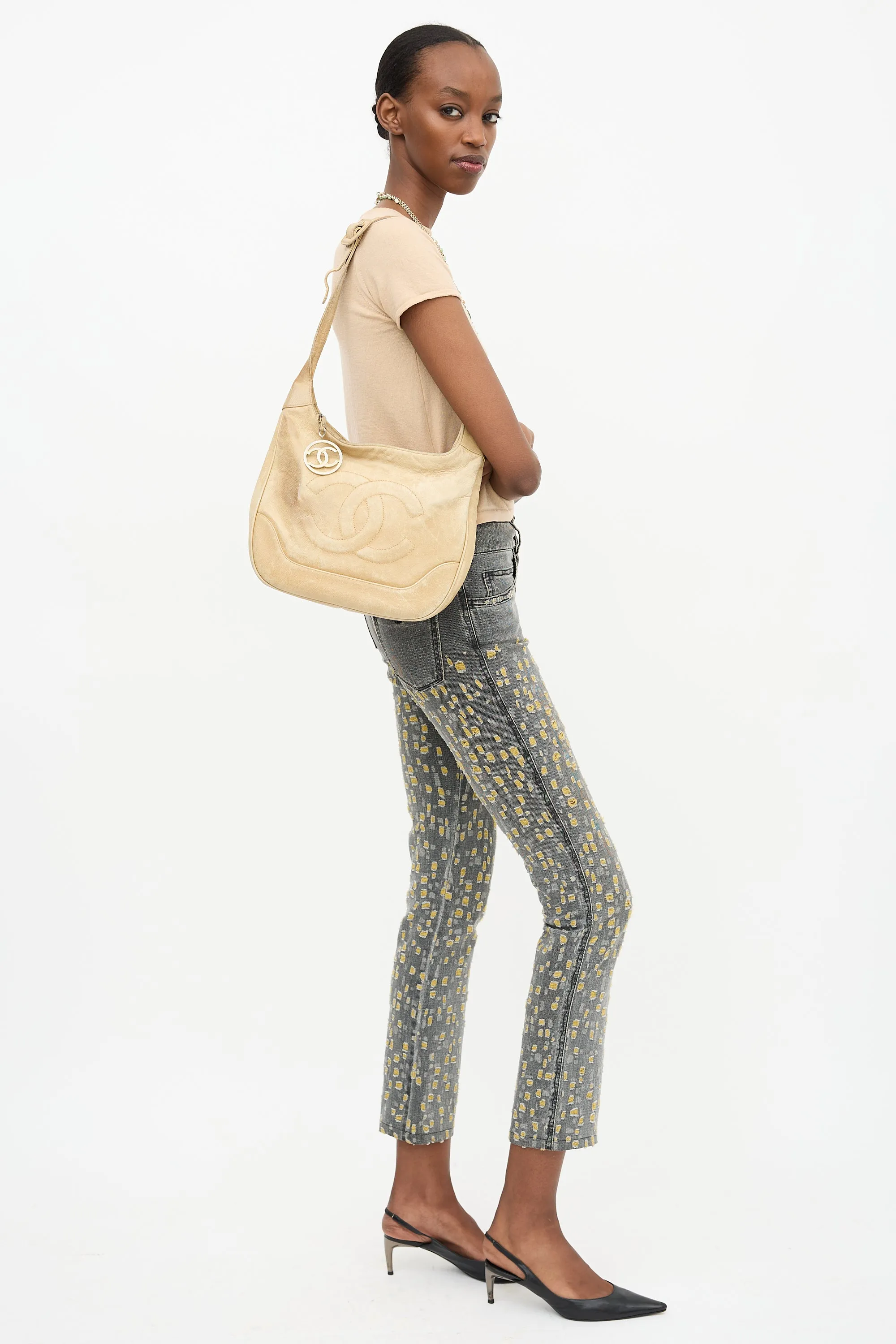 1990s Beige Caviar Timeless Shoulder Bag