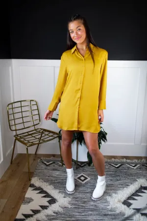 Adria Shirt Mini Dress- Golden Yellow
