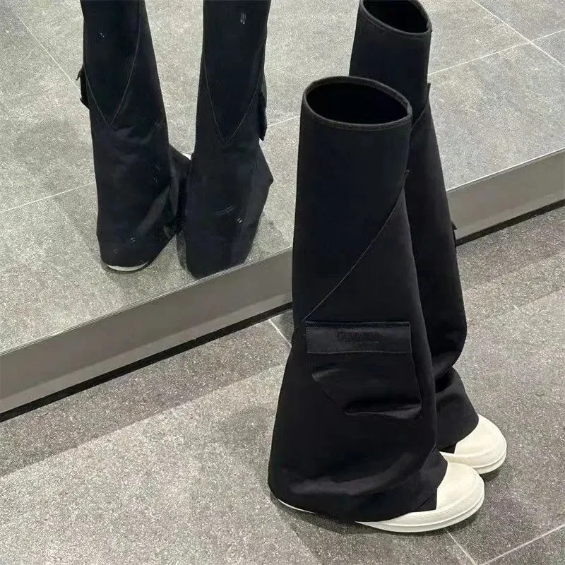 binfenxie  -  Spicy Girl Style Trouser Leg Knee Boots New Fashion Pocket Boots for Autumn Woman Fashion Boots
