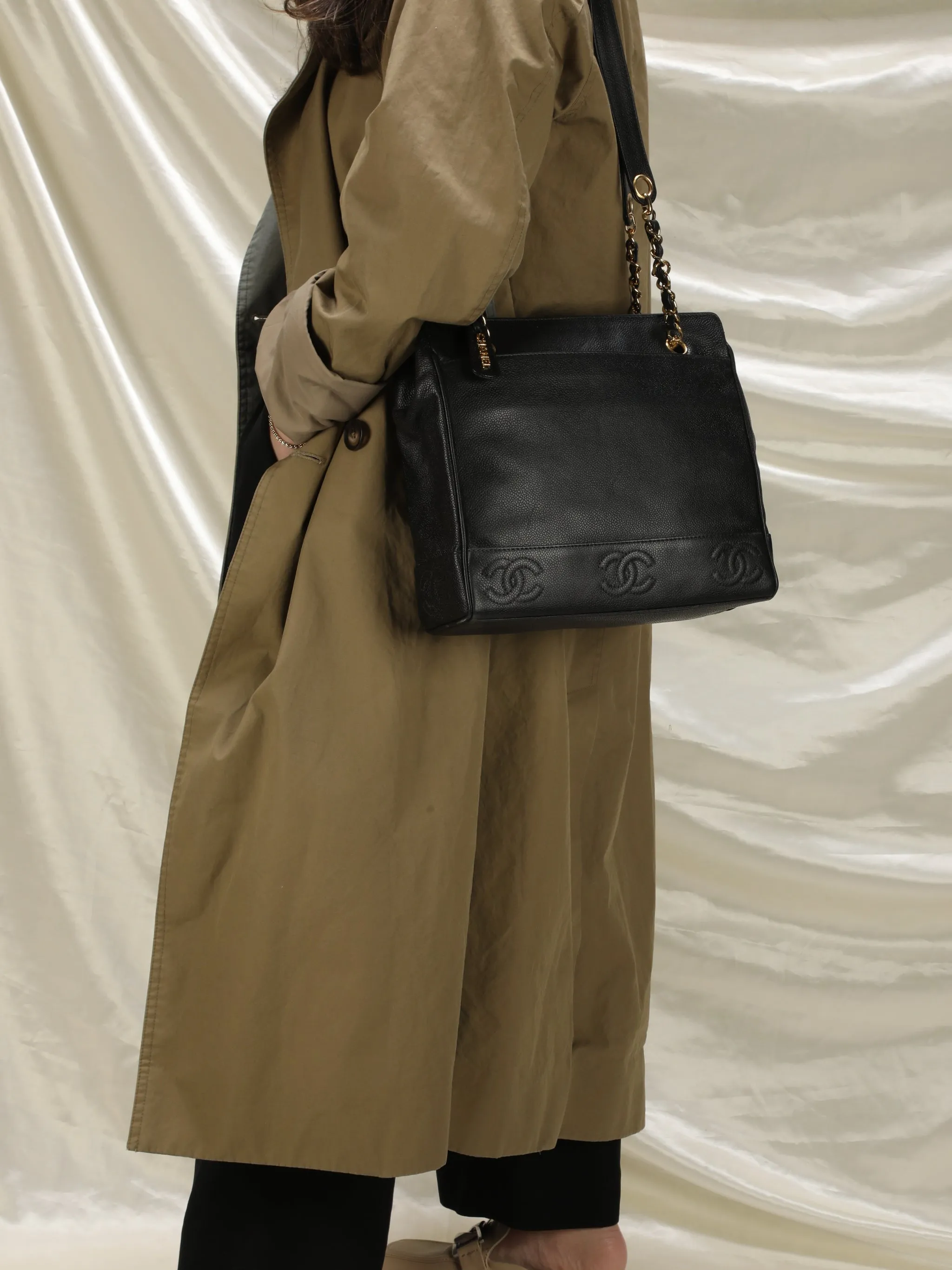 Chanel Caviar Timeless Logo Tote