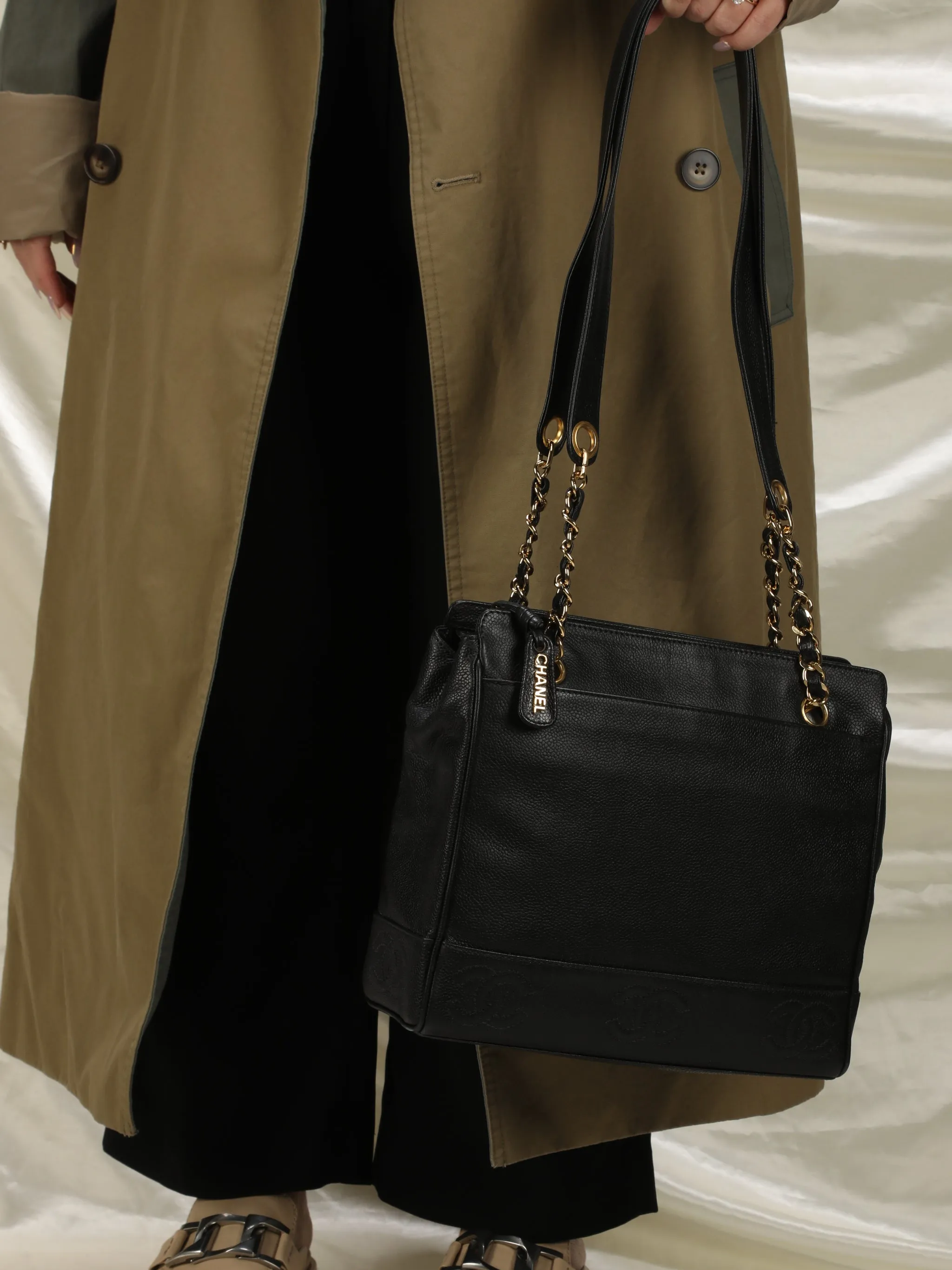 Chanel Caviar Timeless Logo Tote