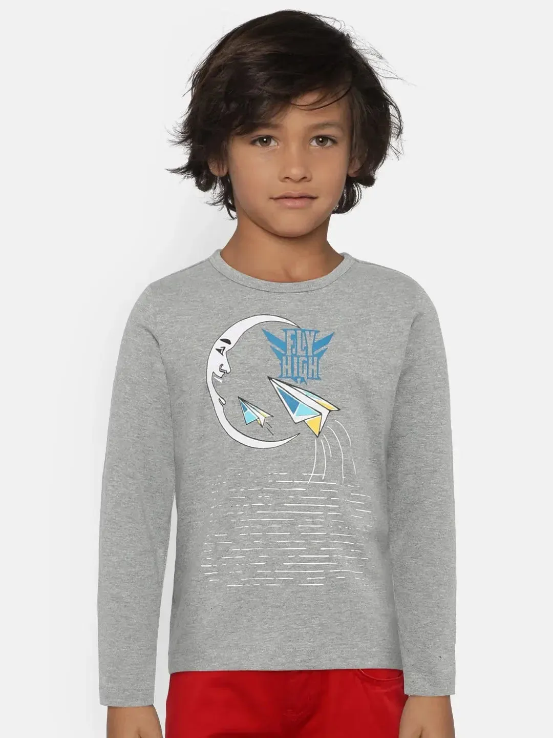 Grey Flying Printed Organic Cotton T-shirt