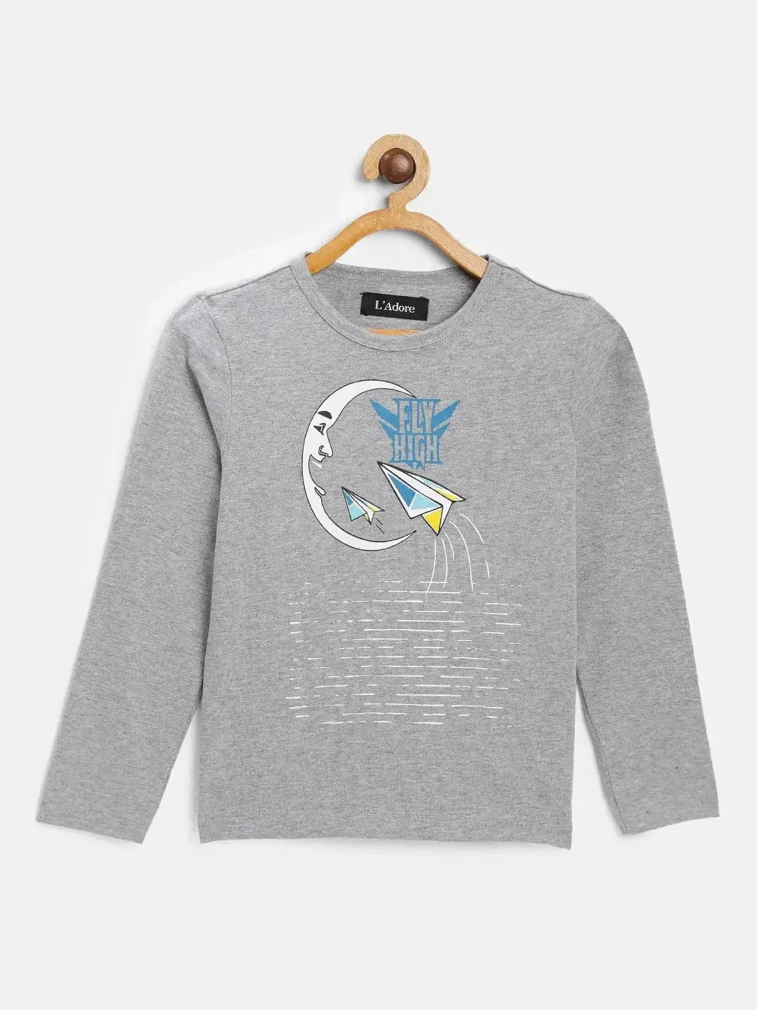 Grey Flying Printed Organic Cotton T-shirt