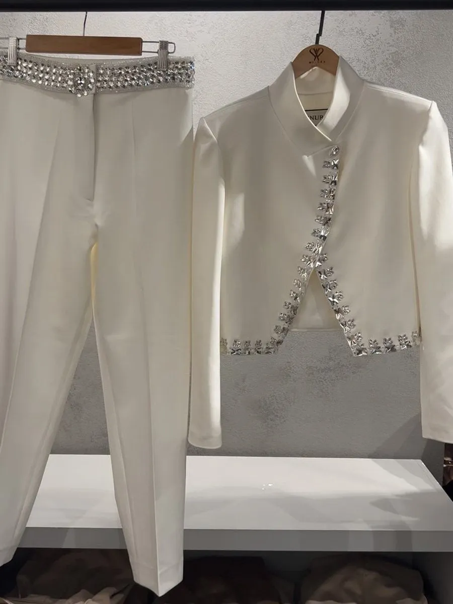 Rhinestone Sparkle Long Sleeve Short Jacket