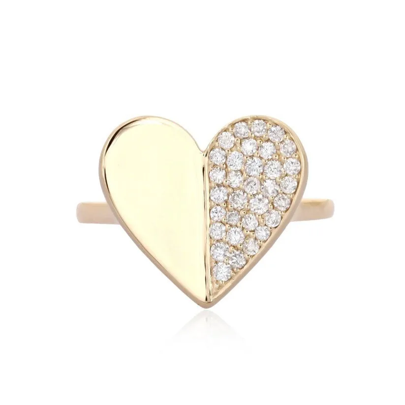 Timeless Heart Diamond Signet Ring